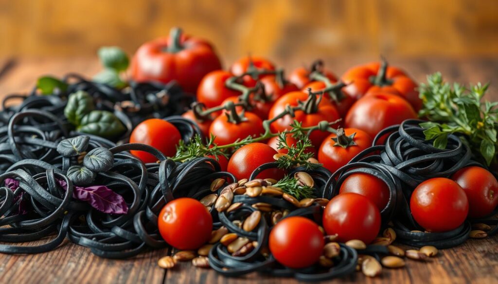 Halloween pasta ingredients