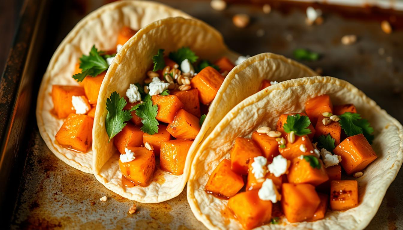 Sheet Pan Sweet Potato-Orange Breakfast Tacos